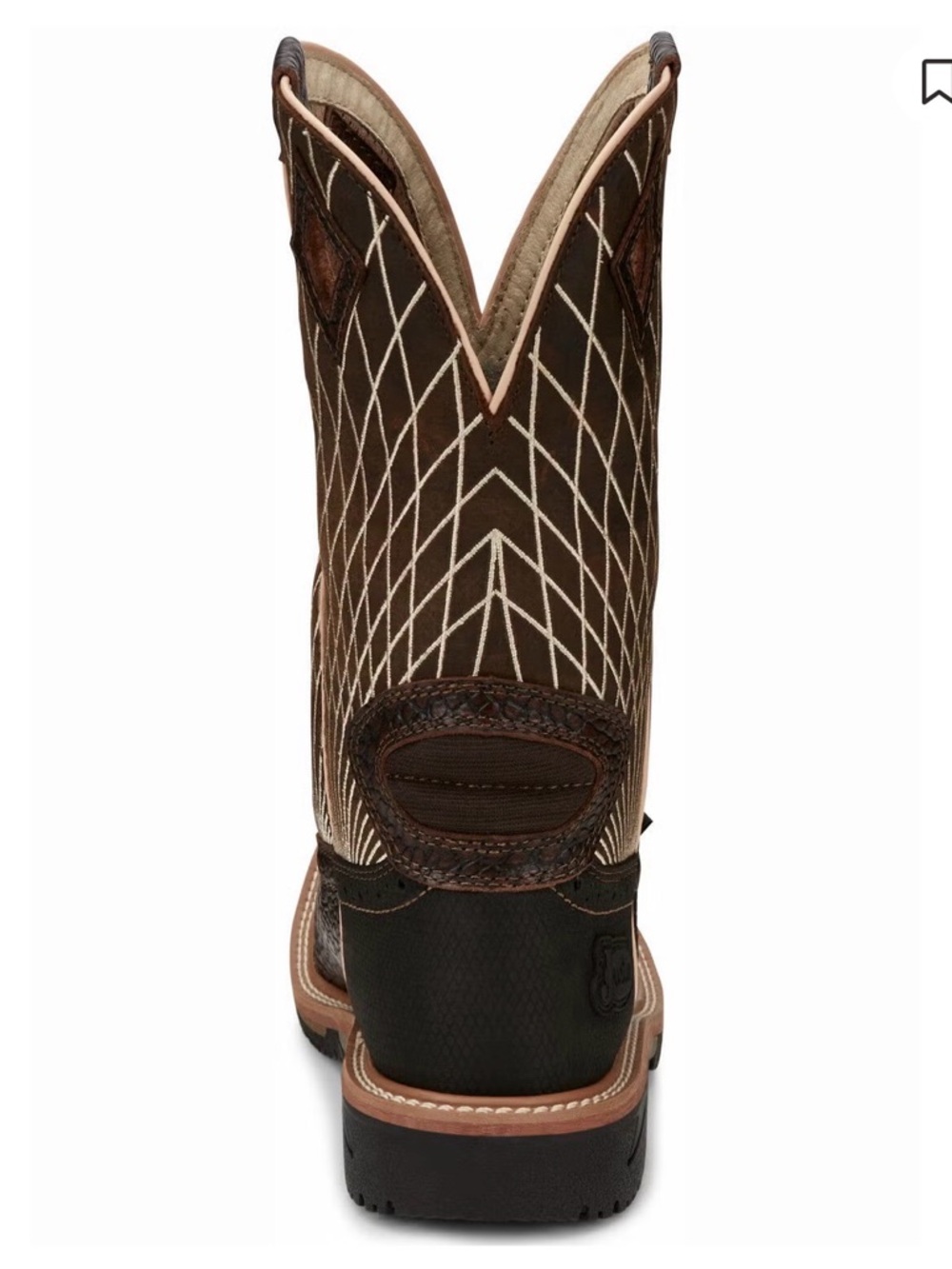 Justin Boots Brown & Cream Derrickman Western Work Boot - Picture 7 of 12